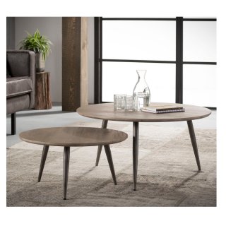 Lot de 2 tables basse ronde en MDF 